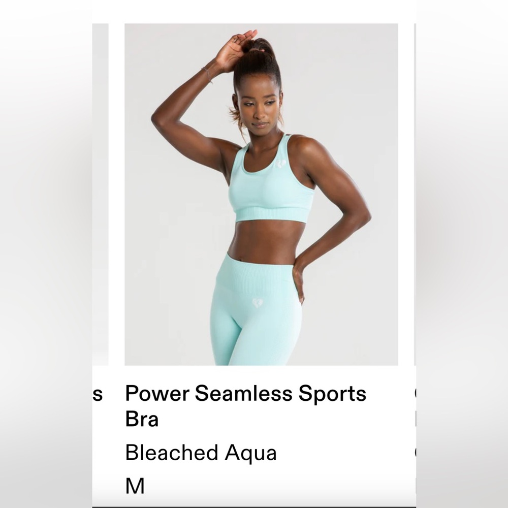 Women’s best power seamless sports bra bleached aqua size medium new w/ tags